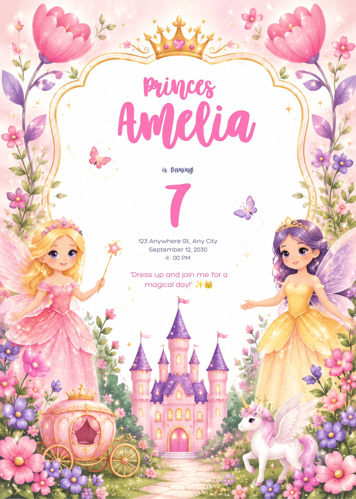 Magical Fairy Princess Birthday Invitation
