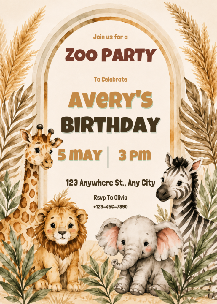 Boho Safari Birthday Invitation