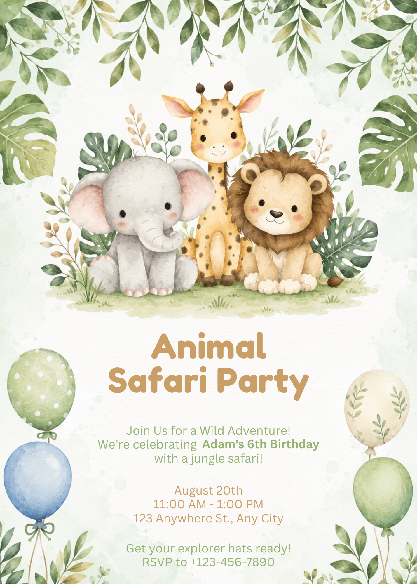 Watercolor Safari Birthday