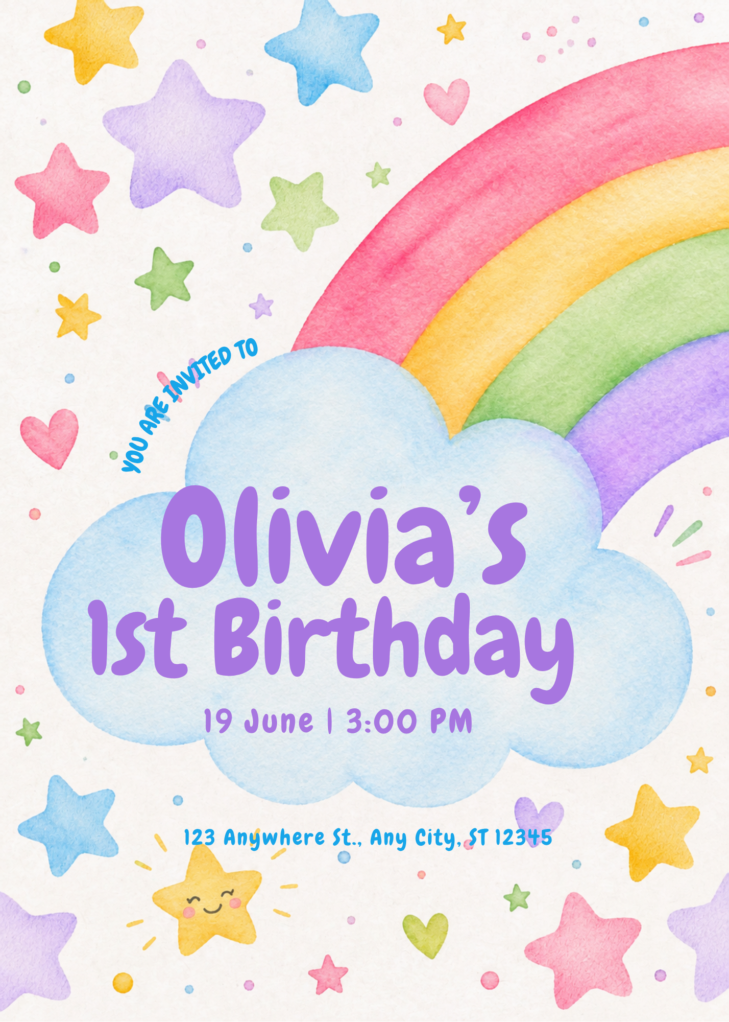 Rainbow Butterfly Birthday Invitation
