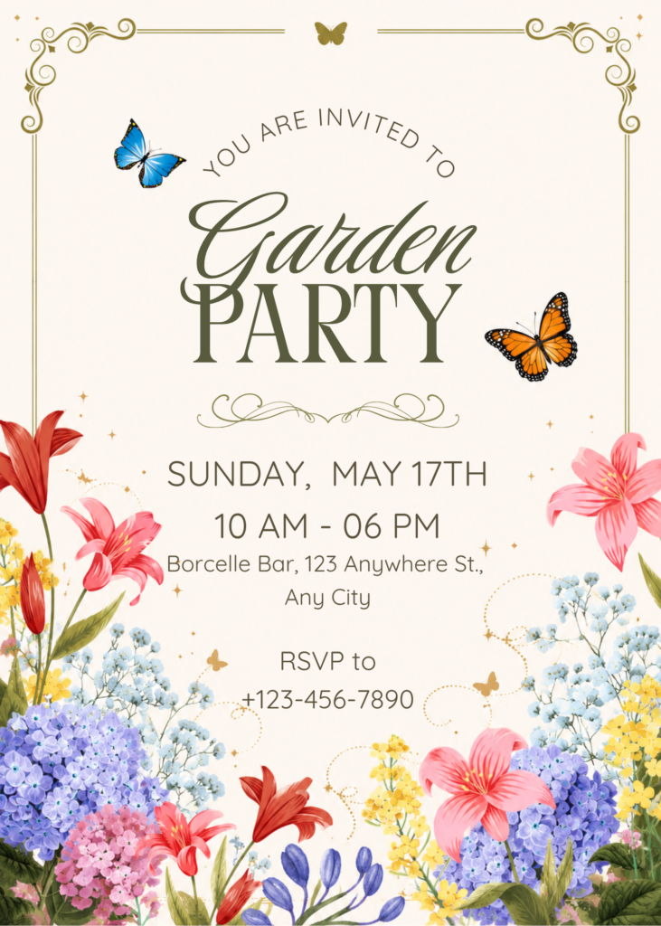 Elegant Butterfly Birthday Invitation