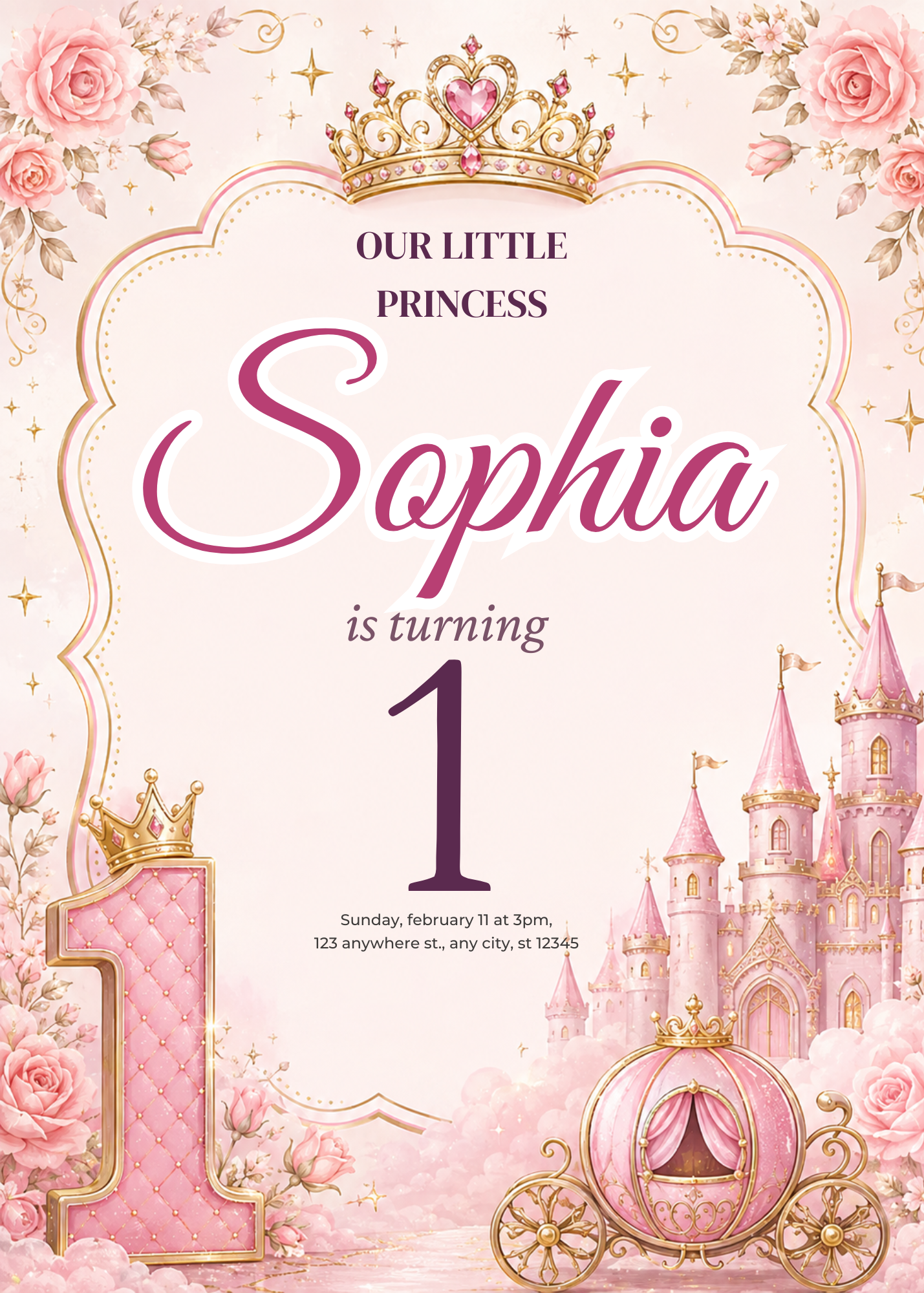 First Birthday Princess Invitation