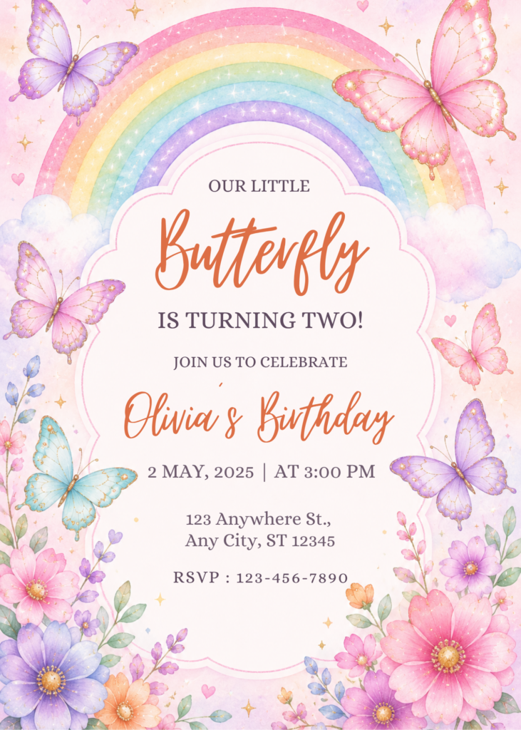 Rainbow Butterfly Birthday