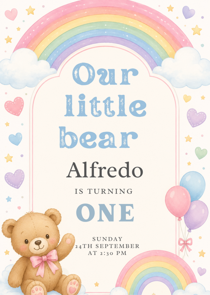 Rainbow Teddy Bear Birthday