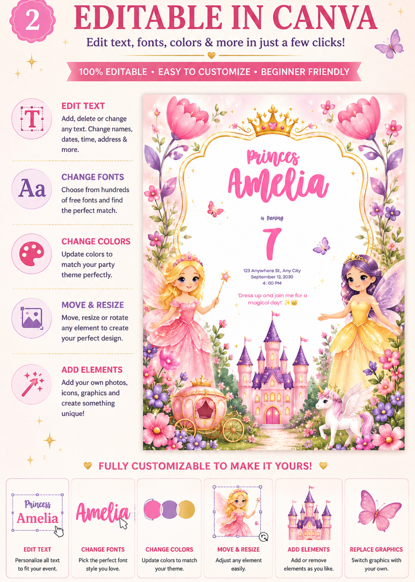 Magical Fairy Princess Birthday Invitation