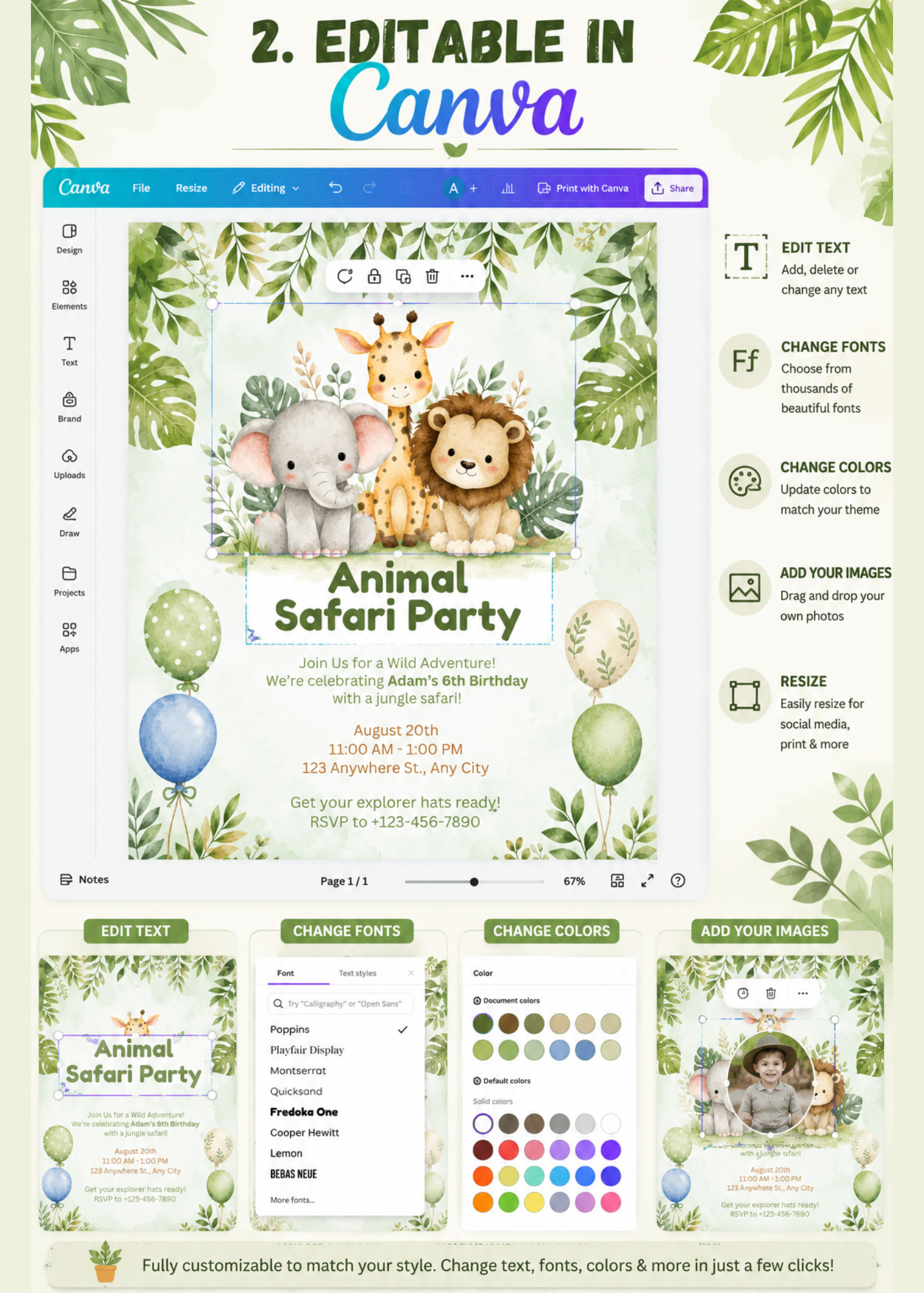 Watercolor Safari Birthday