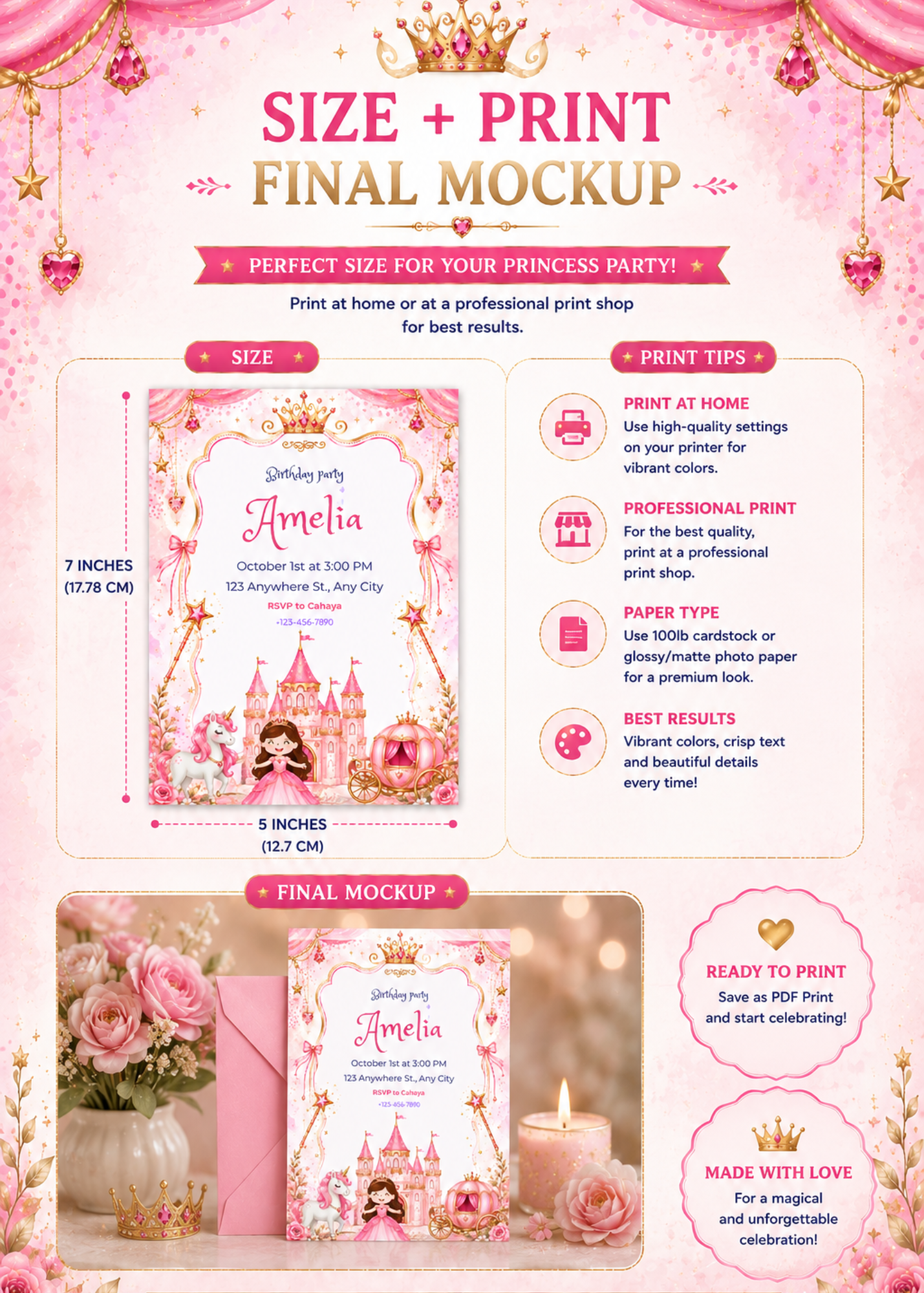 Pink and Gold Princess Birthday