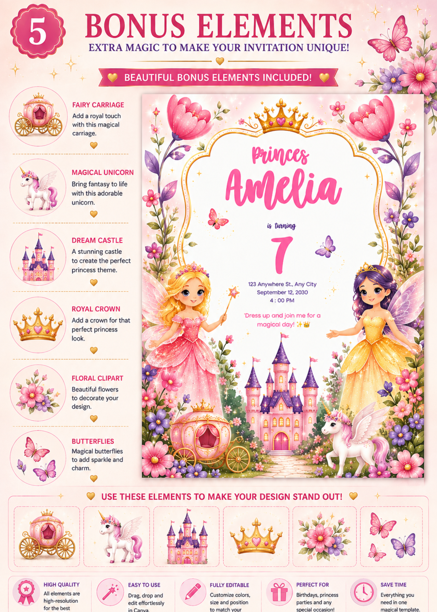 Magical Fairy Princess Birthday Invitation