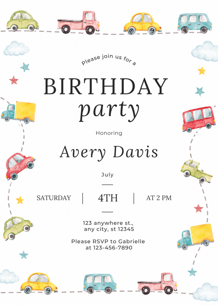 Vintage Cars Birthday