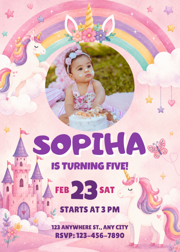 agical Unicorn Birthday Invitation