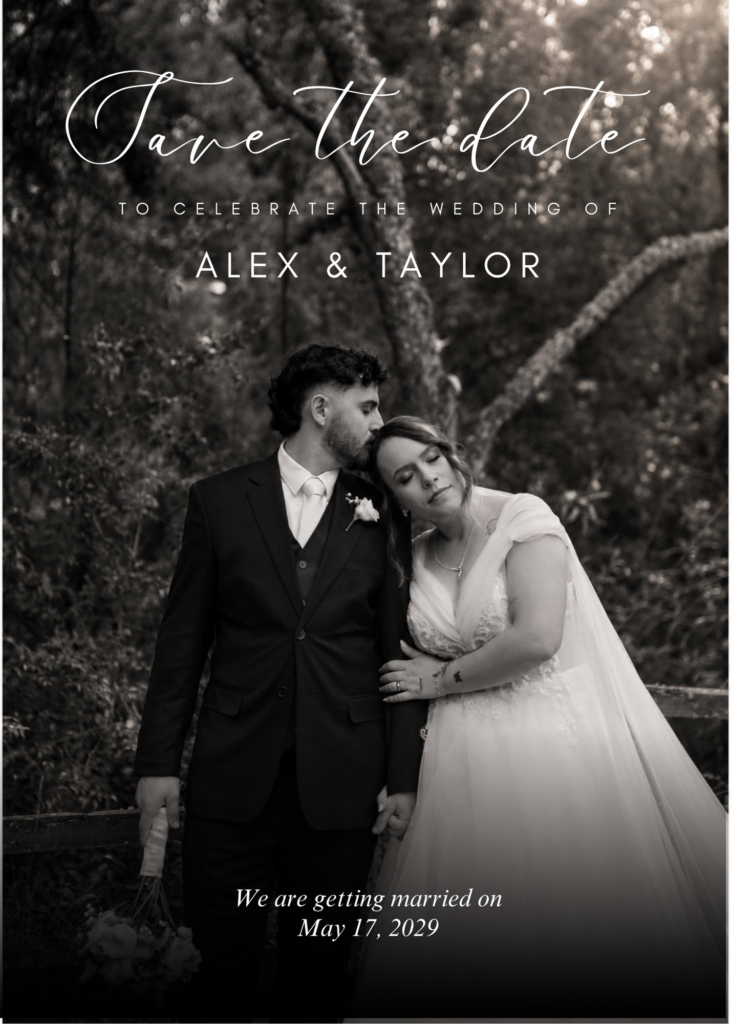 Editable Black and White Wedding Invitation