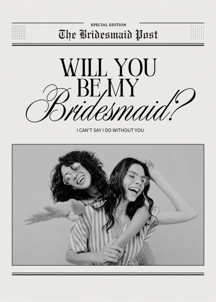 Editable Canva bridesmaid proposal invitation template