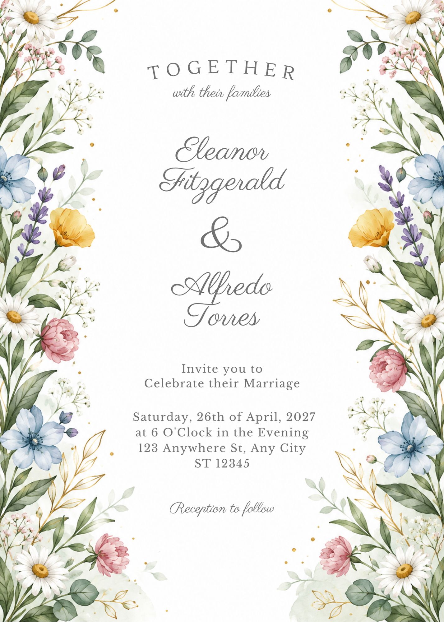 Editable Floral Wedding Invitation