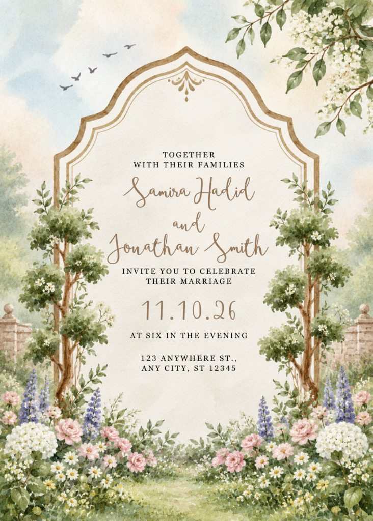 Editable Garden Wedding Invitation