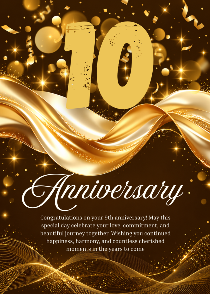 Editable Canva 10th anniversary invitation template