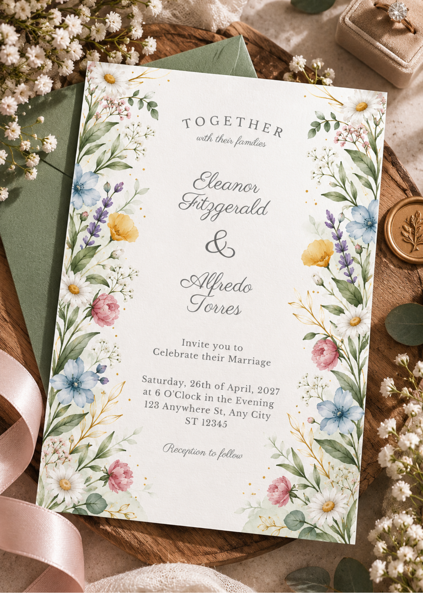 Editable Floral Wedding Invitation