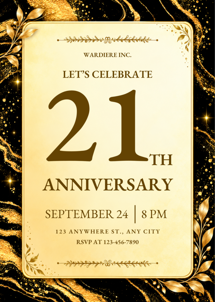 Editable 20th Anniversary Invitation Template