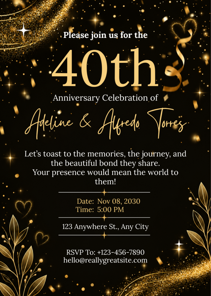 Editable Canva 40th anniversary invitation template