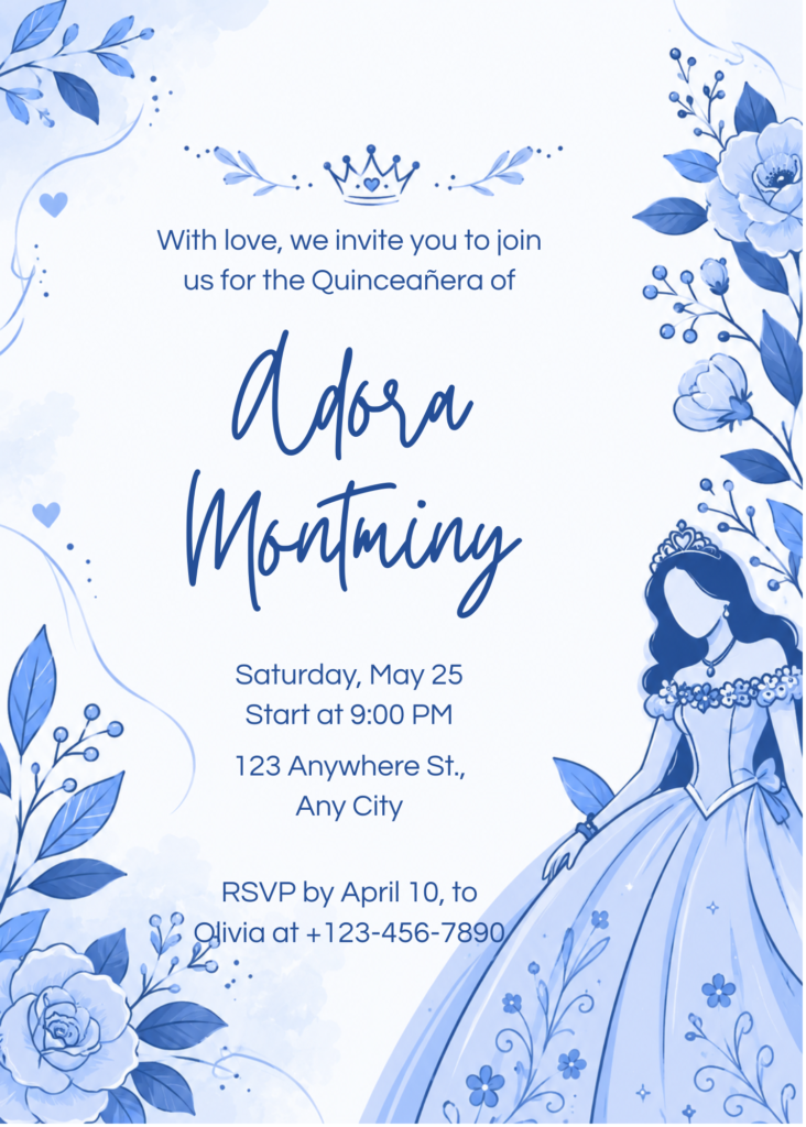 Editable Burgundy Quinceañera Invitation