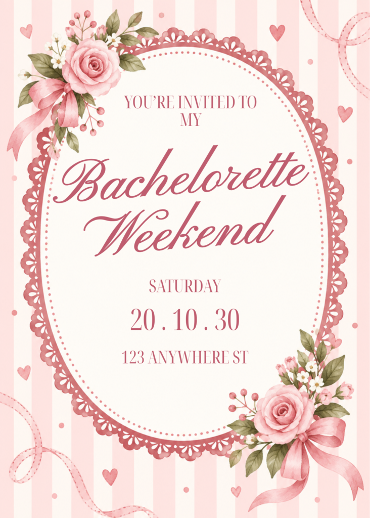 Editable Canva bachelorette party invitation template