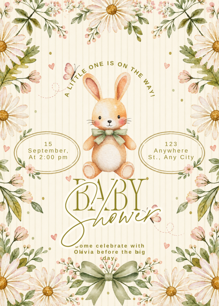 Editable Bunny Baby Shower Invitation