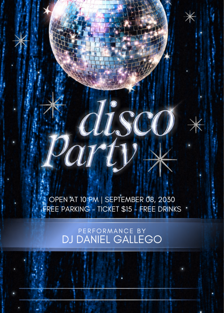 Editable Canva disco bachelorette invitation template