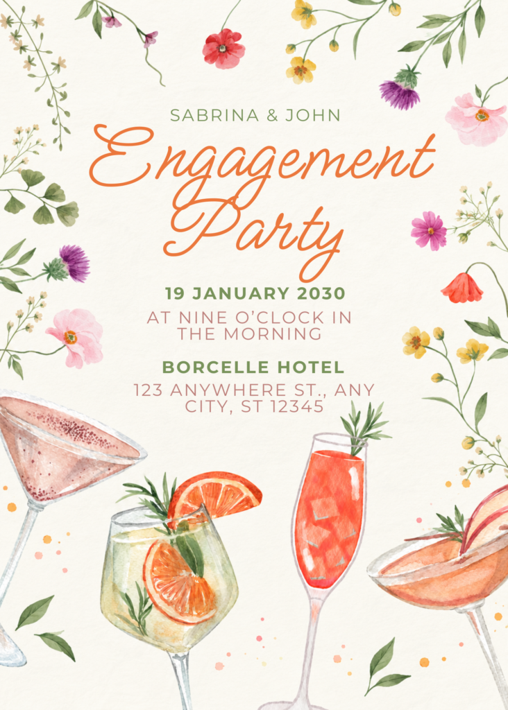 Editable Canva engagement party invitation template
