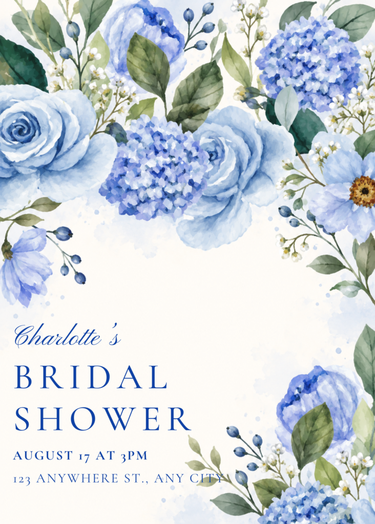 floral bridal shower, floral bridal invitation, flower bridal shower, editable Canva bridal, floral party invite