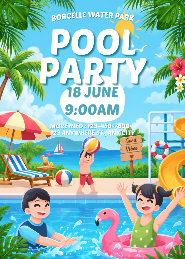 Editable Canva pool bachelorette invitation template