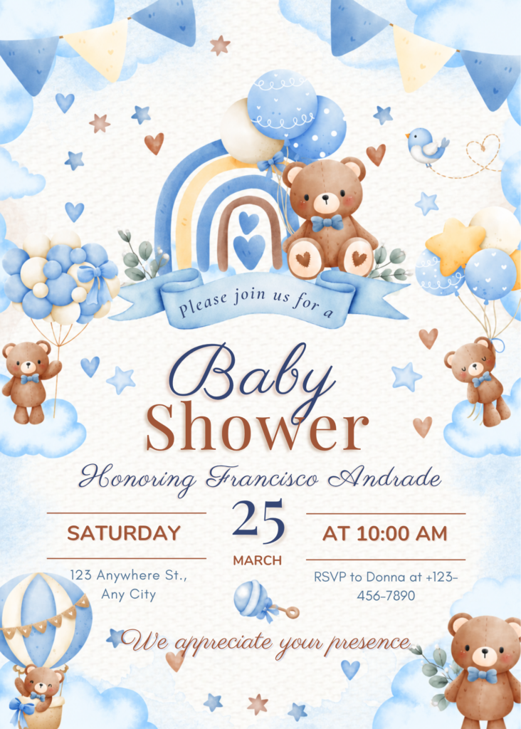 Editable Love Bug Baby Shower Invitation