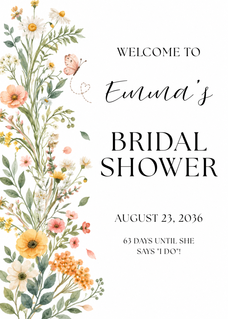 Editable Wildflower Baby Shower Invitation