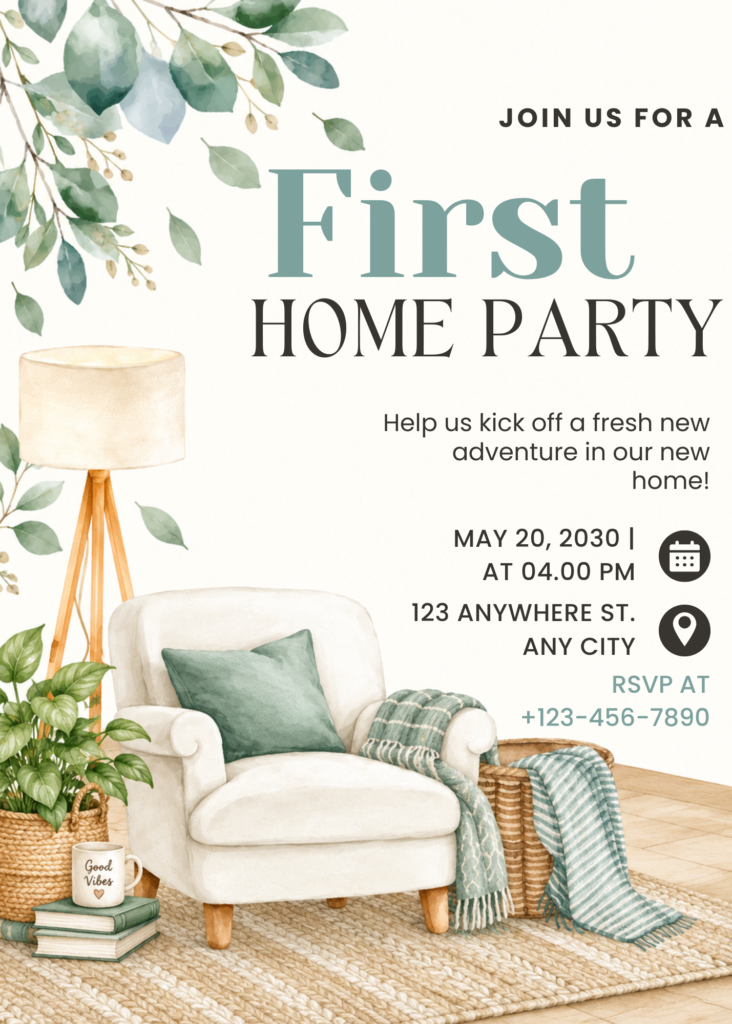 Editable First Home Invitation Template