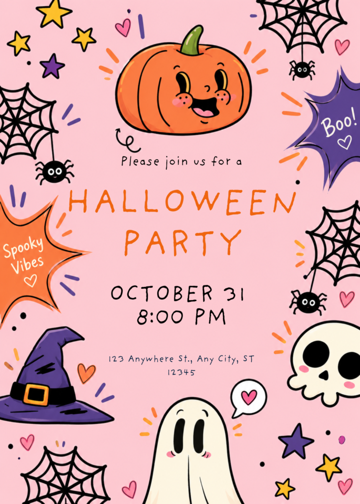 Editable Halloween Party Invitation Template