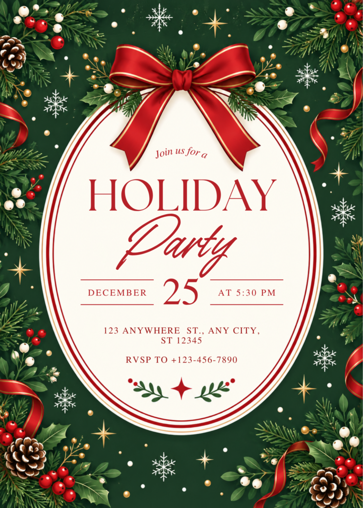 Editable Holiday Party Invitation Template