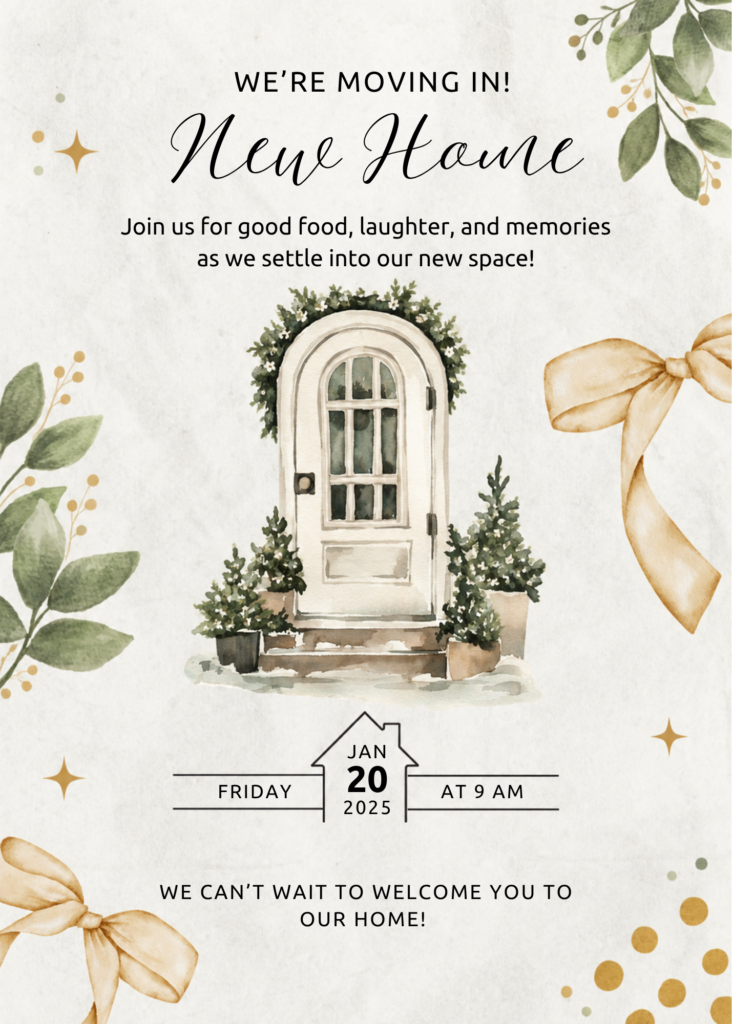Editable New Home Party Invitation Template