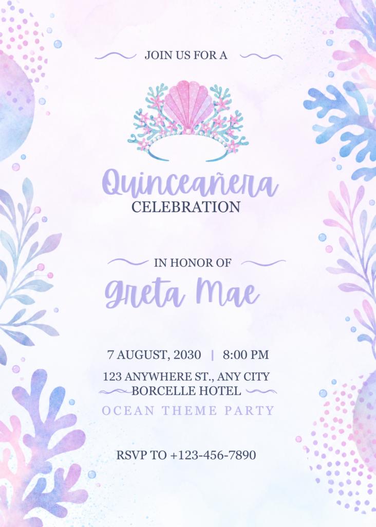 Editable Purple Quinceañera Invitation