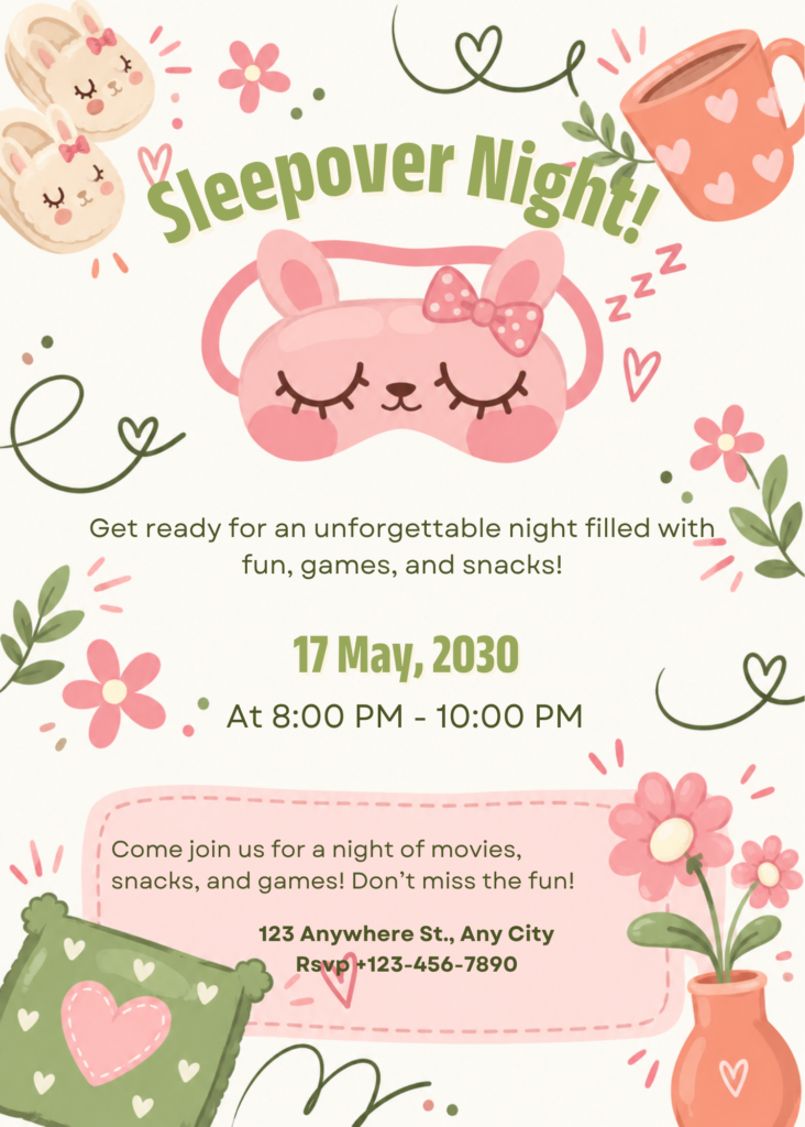 Editable Sleepover Party Invitation Template