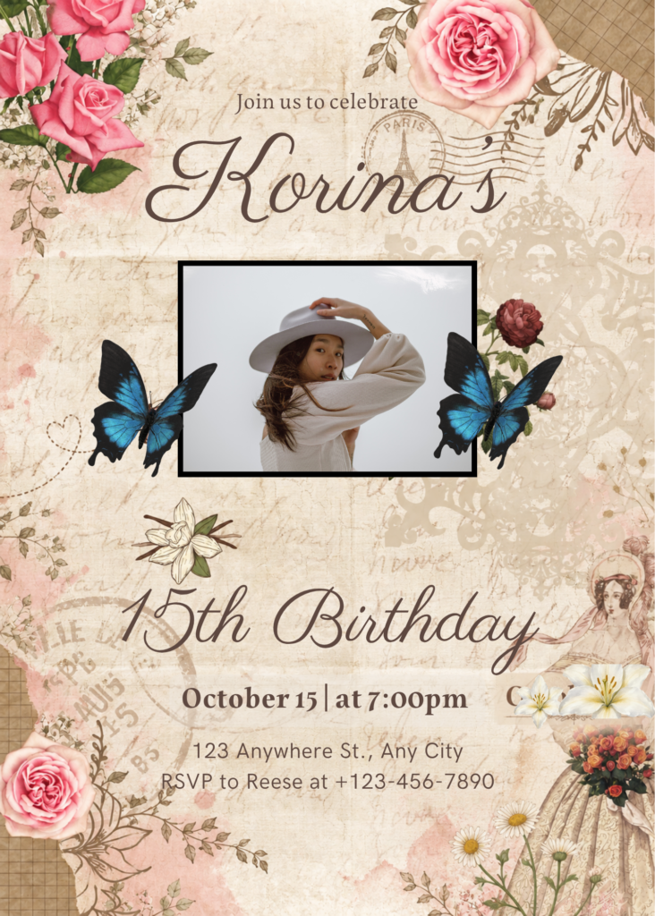 Editable Sweet 15 Invitation Template