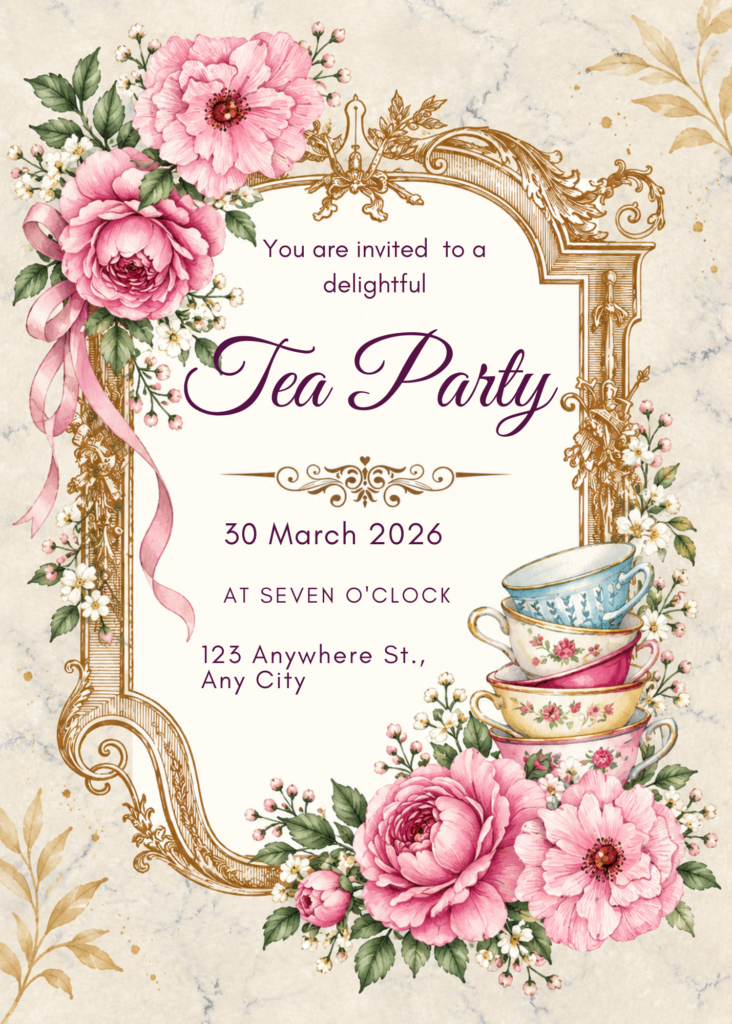 Editable Tea Party Invitation Template