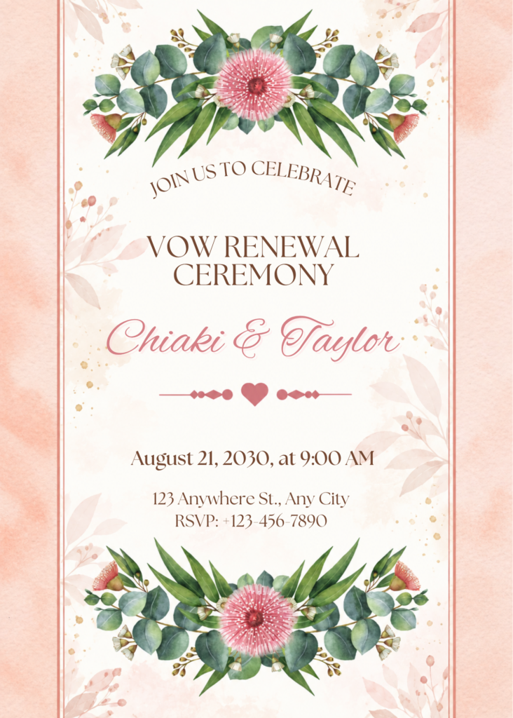Editable Canva vow renewal invitation template
